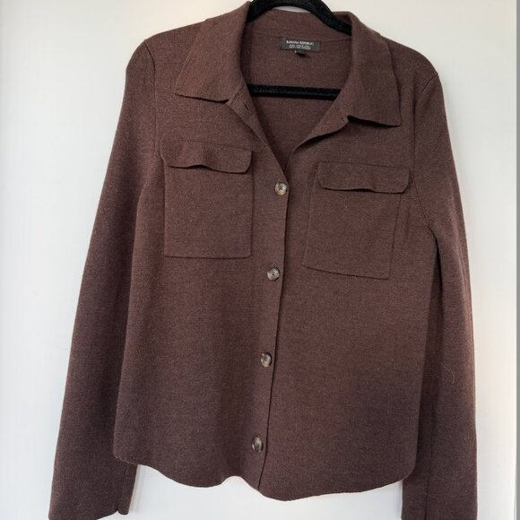 Banana Republic Washable Merino Wool Brown Cardigan. Size M - Picture 1 of 3